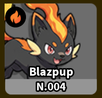 Blazpup Evomon Fire starter pet character